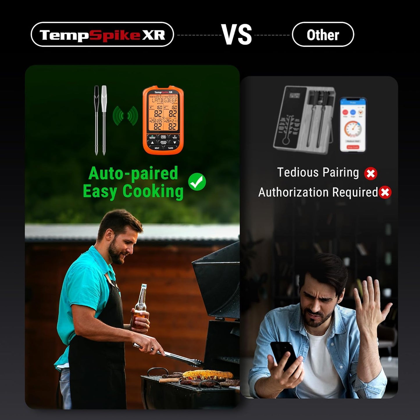 ThermoPro TempSpike 2000FT Wireless Meat Thermometer Digital with 2 Ultra-Thin Meat Probe, Grill Thermometer Wireless for Rotisserie, Smoker, BBQ, Grill, Turket, Kitchen Cooking Thermometer
