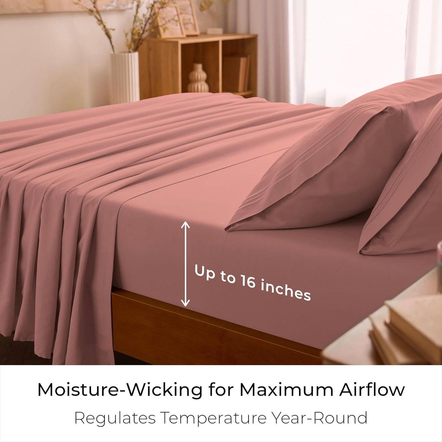 Mellanni Full Sheets Set - 4 PC Iconic Collection Bedding - Hotel Luxury, Extra Soft, Cooling Bed Sheets - Wrinkle, Fade, Stain Resistant (Full, Coral)