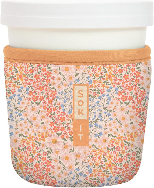 Sok It IceCreamSok Insulated Neoprene Cover (Dainty Florals, Tapered Ice Cream Pints)