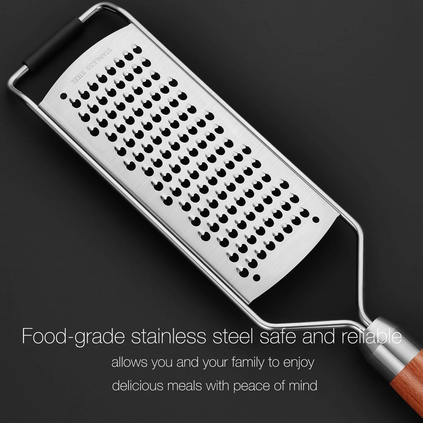KULUNER Professional-Grade Lemon Zester with Fine Blades, Lightweight Cheese/Vegetable Grater, Solid Wood Handle Design - Rust-Resistant, Durable, Essential Kitchen Tool （B2）