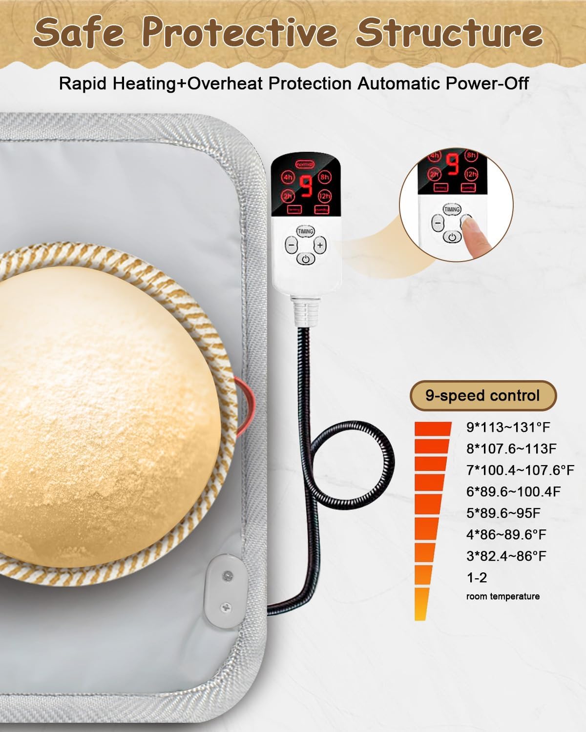 Sourdough Starter Kit Banneton Bread Proofing Basket Set w/Heating Mat,Sourdough Bread Baking Supplies, Sourdough Starter Warmer Mat,Sour Dough Kit Tools,Sourdough Kit Gifts for Bakers Women Wife Mom