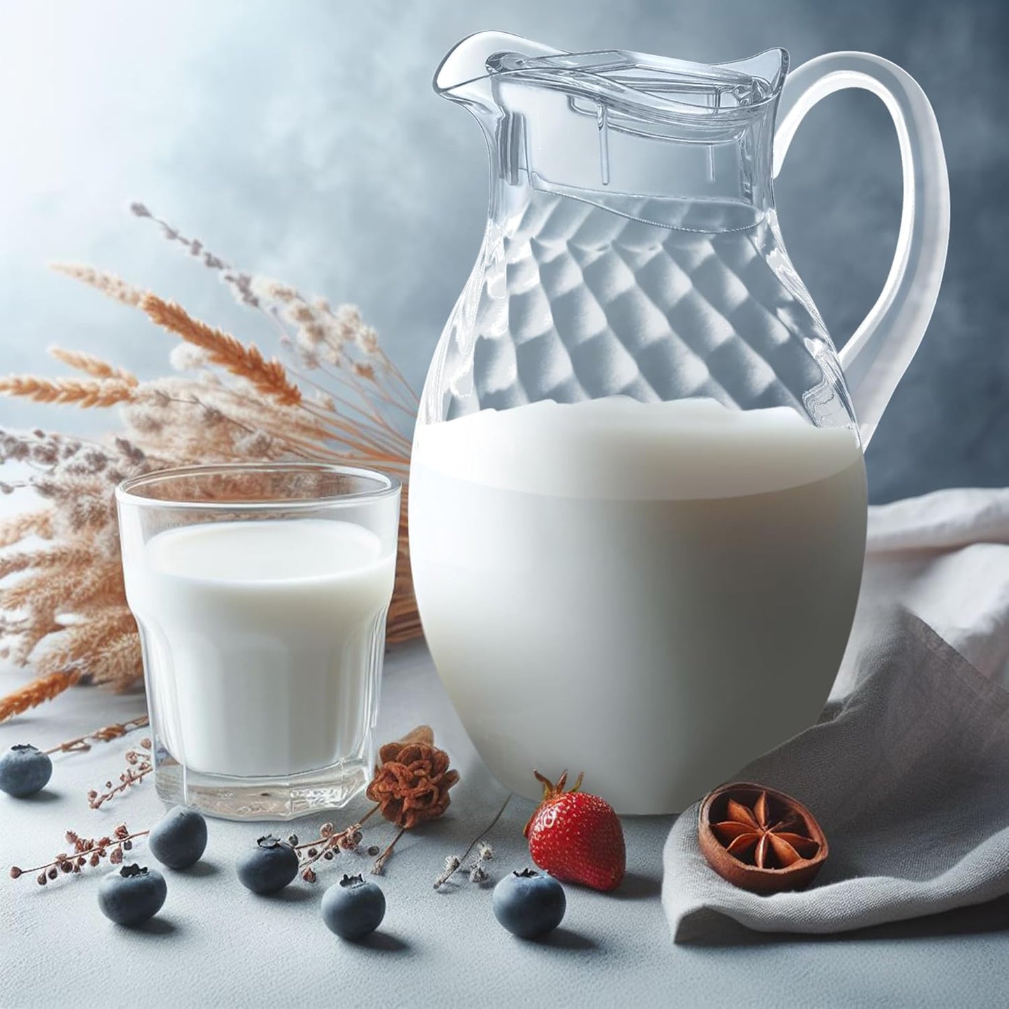 Amazing Abby - Bubbly Whirly Grand - Plastic Pitcher (96 oz, 3 Quart), Clear Water Pitcher with Lid, Fridge Jug, BPA-Free, Shatter-Proof, Great for Iced Tea, Sangria, Lemonade, Juice, Milk, and More