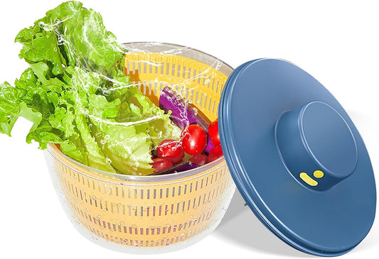 Electric Salad Spinner, 4L Lettuce Spinner Large Capacity USB Chargeble Fruit Vegetable Washer Dryer for Home Kitchen (Blue)