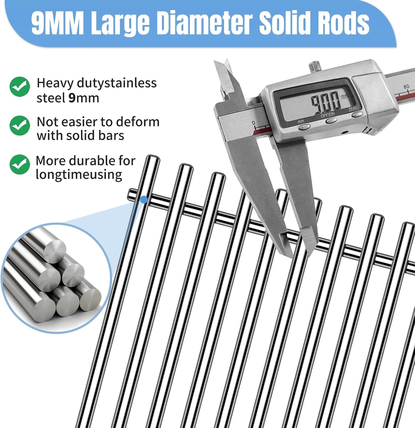 Htanch15inch 7522 Stainless Steel 9mm Cooking Grid Grates for Weber 7523 Genesis Silver A, Spirit E-200,Spirit 500,Spirit 210 (2007-2012) Gas Grills