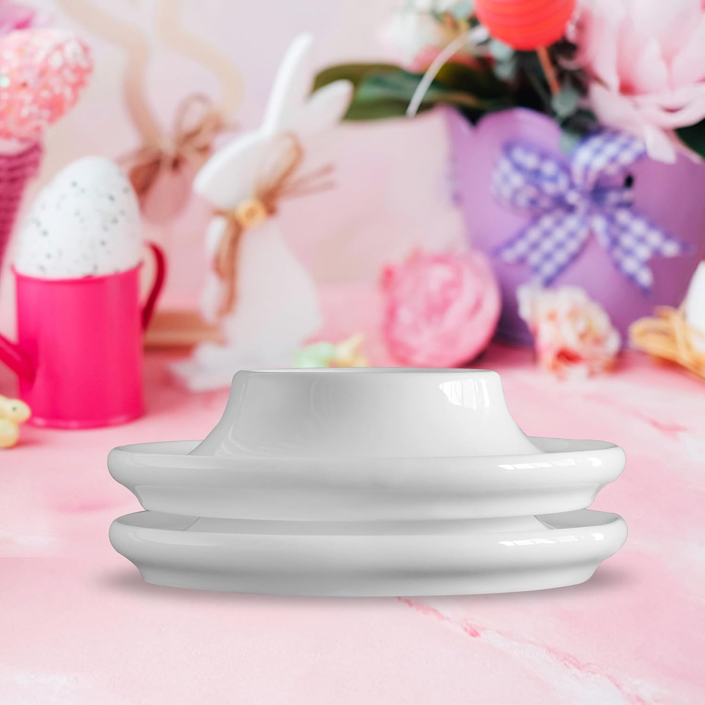 Cinf Ceramic Egg Holder Gift Set of 2 Porcelain Holder Breakfast Boiled Cooking Easy to Clean Childhood Memories Kitchen