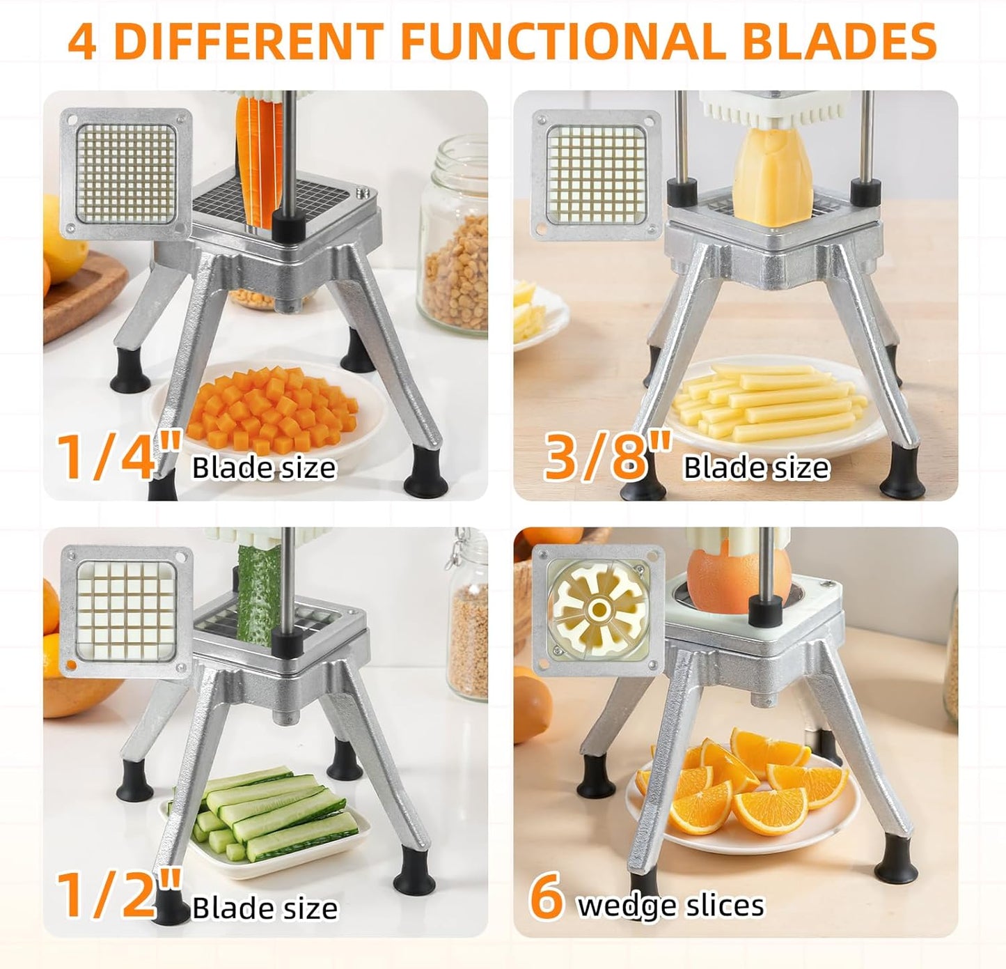 Commercial Vegetable Fruit Chopper, Heavy Duty Professional Food Dicer with 1/4" Blade, French Fry Cutter, Fruit Slicer for Restaurants & Home Kitchen