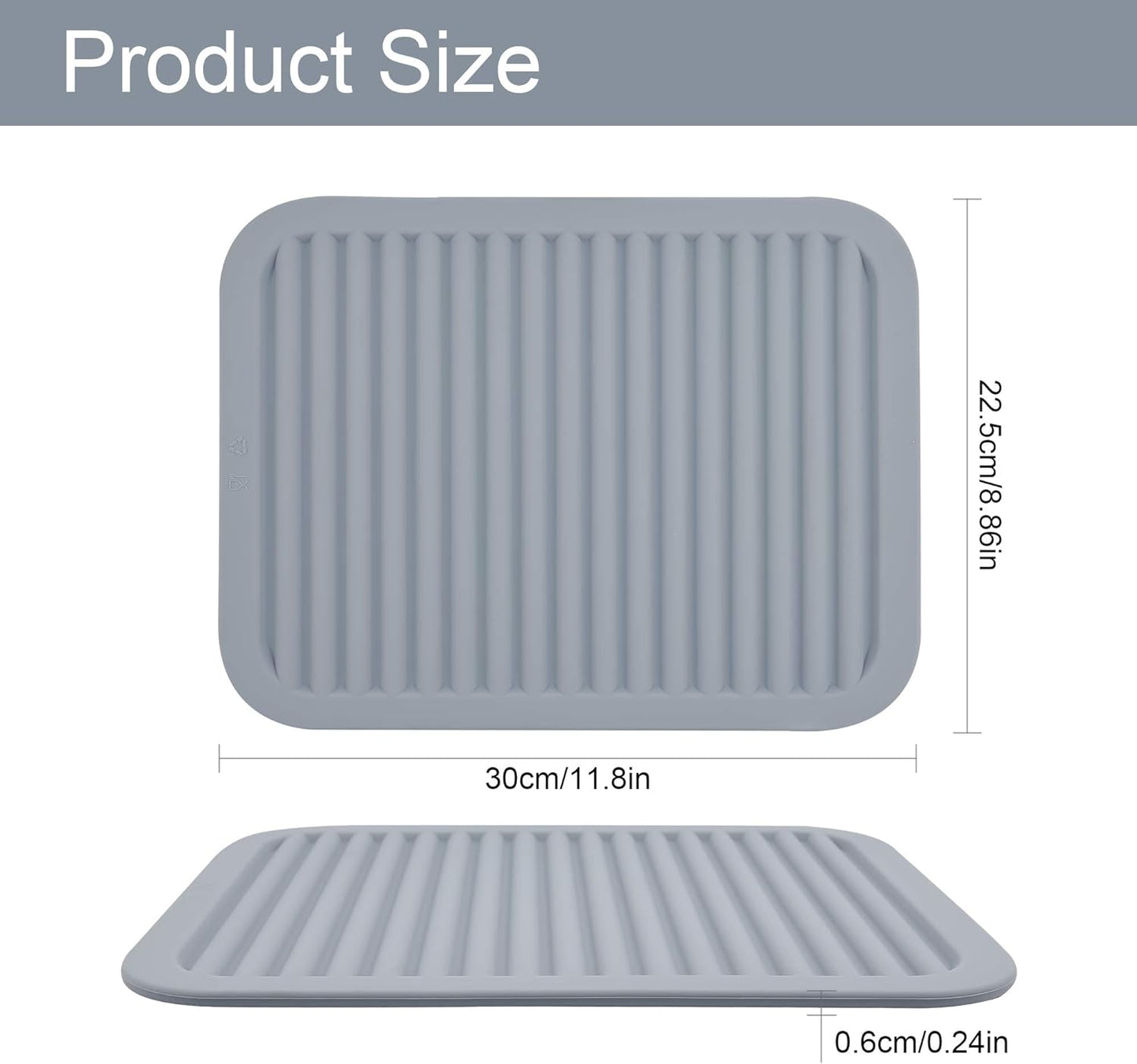 Silicone Trivets for Hot Pots&Pans-Trivet Mat-Hot Pads for Kitchen-Versatile Trivets for Hot Dishes-Heat Resistant Mats for Counter&Table, Pot Holders Drying Mat (9x12) Pack 2 Dark Grey