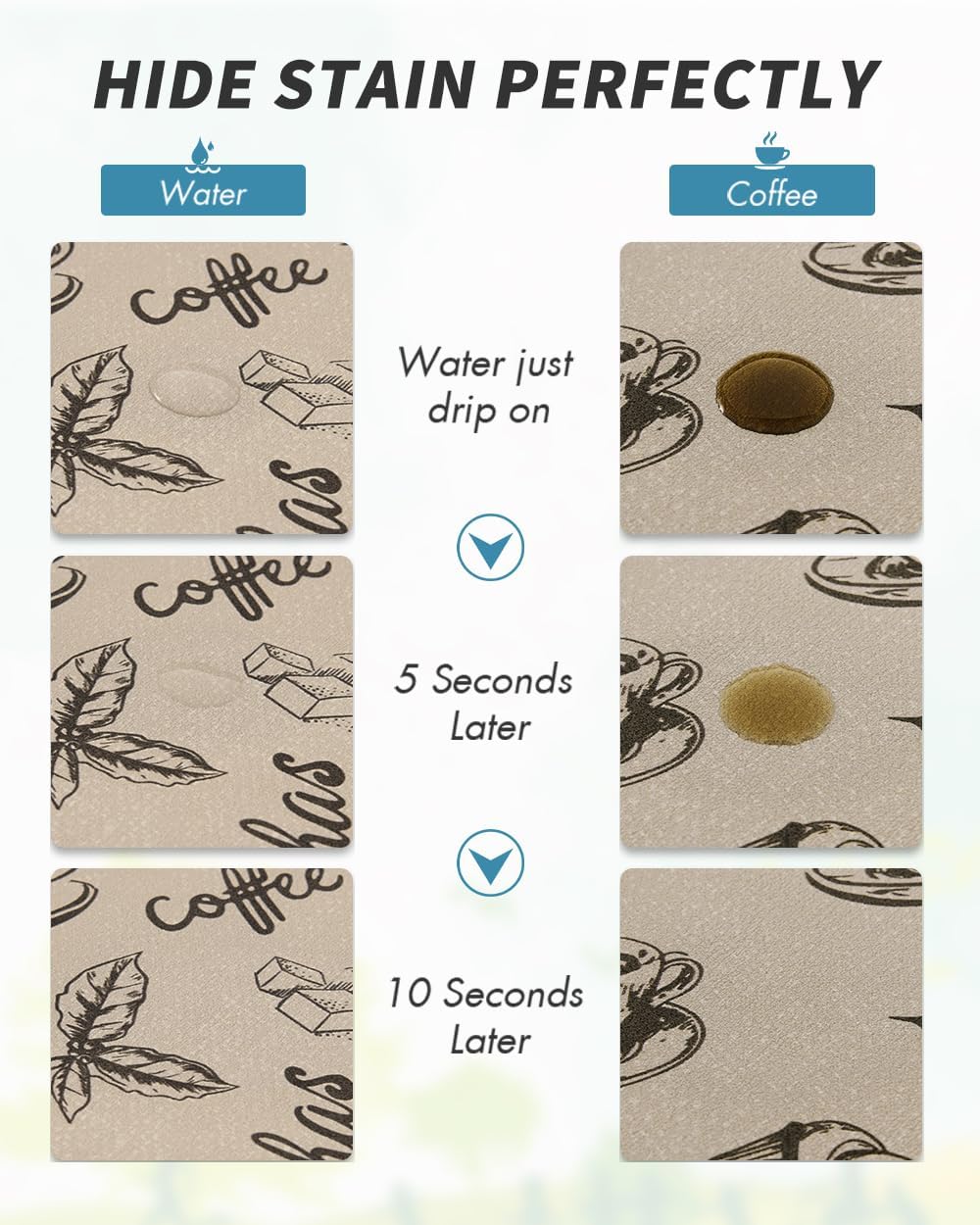 AMOAMI Coffee Mat Hide Stain Rubber Backed Absorbent Dish Drying Mat for Kitchen Counter - Fits Under Coffee Maker & Espresso Machine (12x19, Milk Tea)