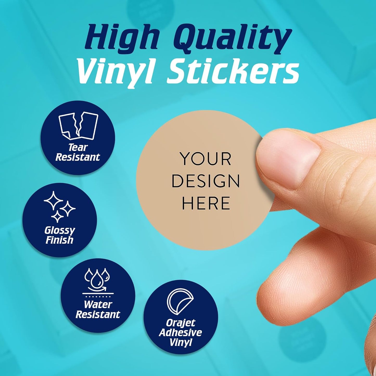 100 Custom Vinyl Stickers - Upload Your own Image, Text, Design, Logo - Personalized Logo Labels for Handmade, Packaging, Bottle, Jars, Candle, Brand Stickers (Brown, 1.5x1.5)