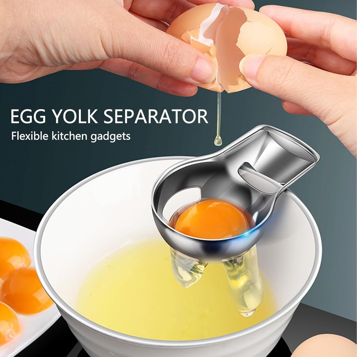 Egg Yolk Separator, Egg Cracker Tool for Raw Eggs, Food Grade Stainless Steel Egg White Separator, Cute Kitchen Accessories