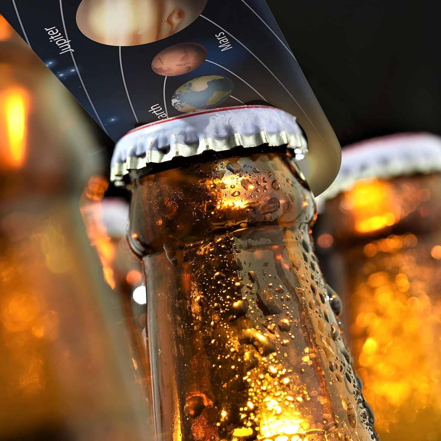 Solar System Stainless Steel Bottle Opener Planets Map Universe Pluto Saturn Mercury Space Earth Venus Flat Beer Bottle Opener Keychain for Home Kitchen Bar Restaurant Party Birthday Gift