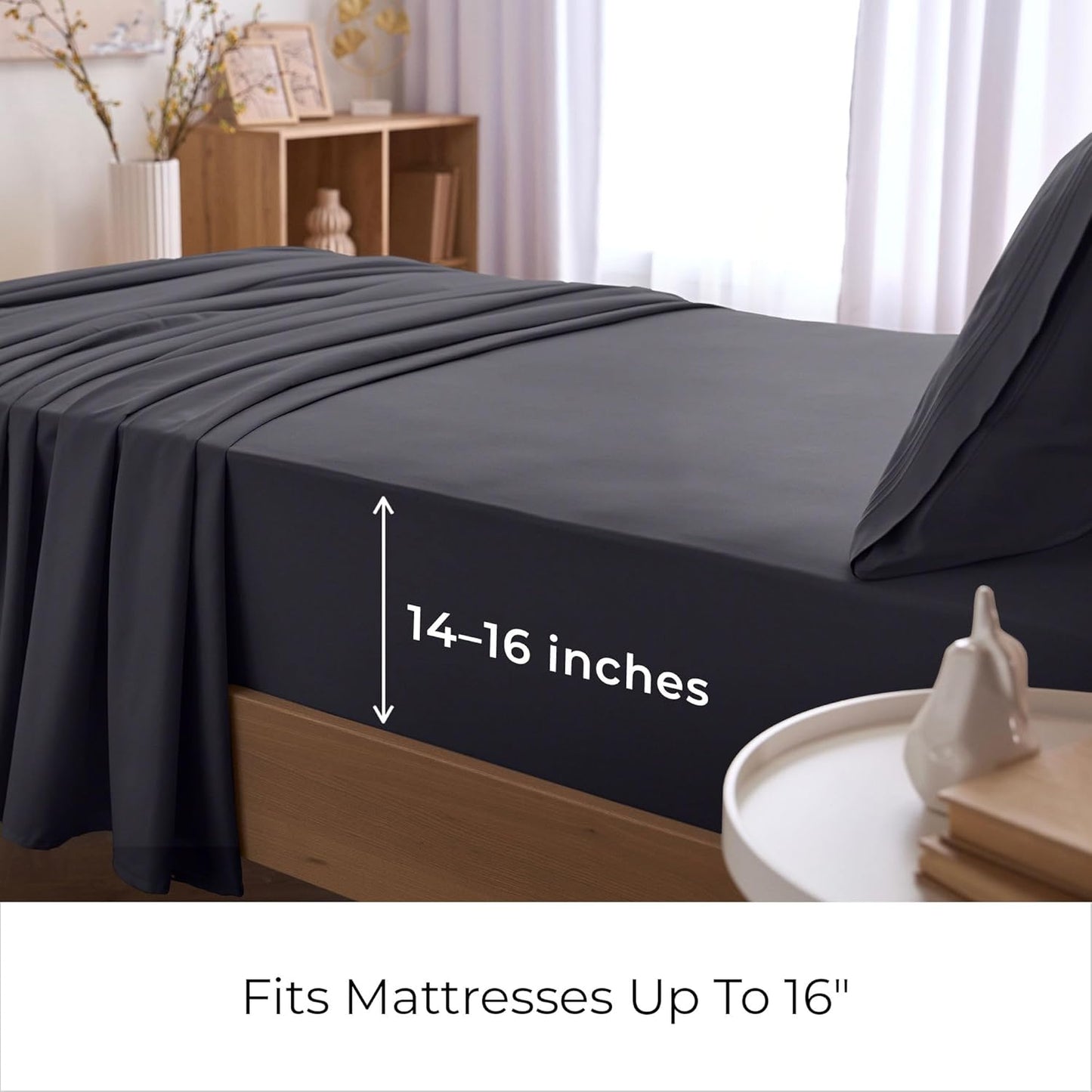 Mellanni Twin Sheets Set - 3 PC Iconic Collection Bedding - Hotel Luxury, Extra Soft, Cooling Bed Sheets - Wrinkle, Fade, Stain Resistant (Twin, Charcoal)