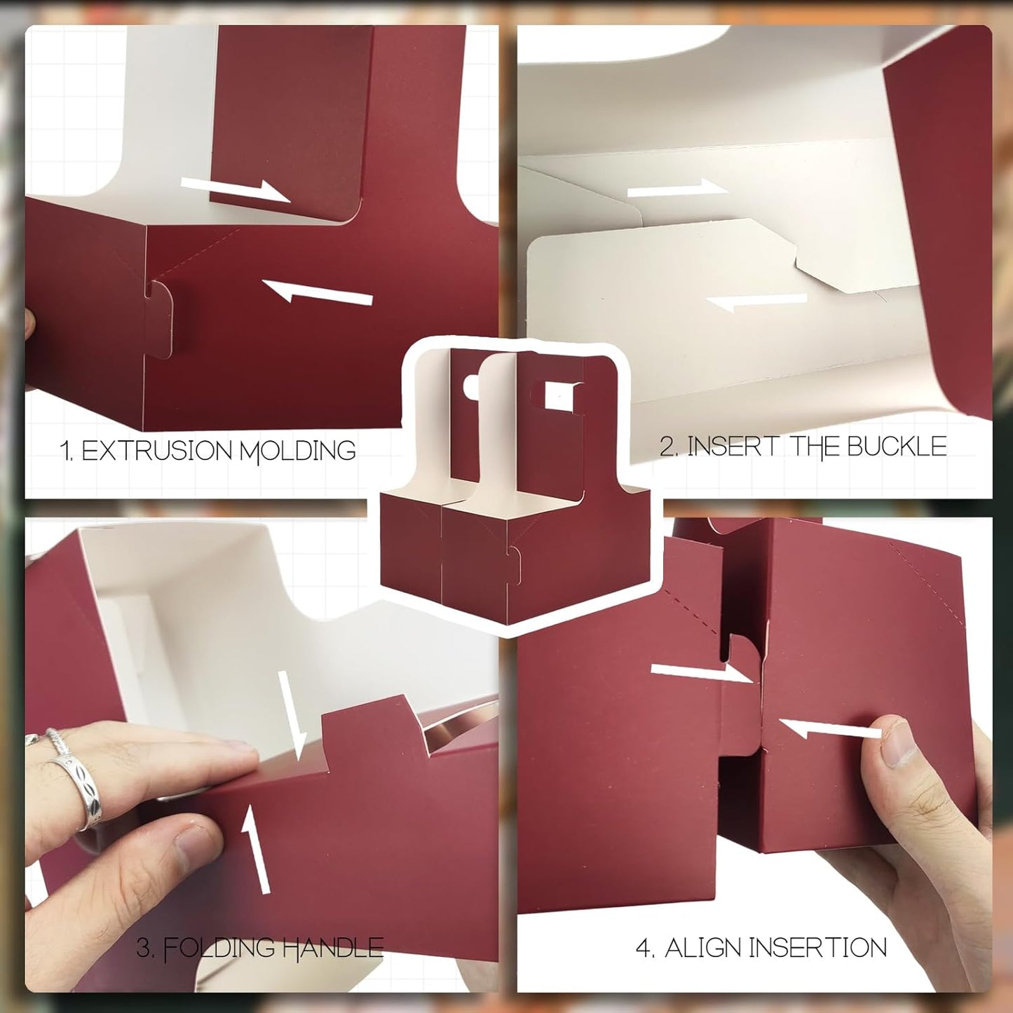 2 Cup Disposable Drink Carrier for Delivery with Handle,15 Count Wine Paperboard Cup Holder,Cup Carriers for Hot or Cold Drinks,Coffee Carrier, Food Delivery,Take Out Cup Carriers (Wine Red, 15 PCs)