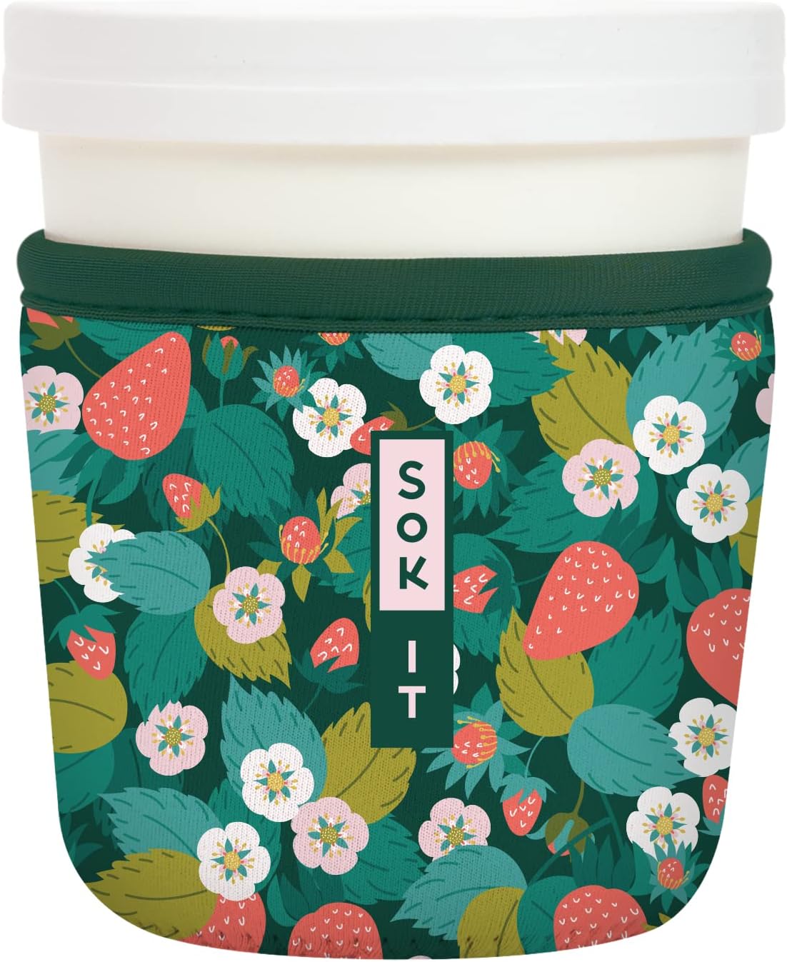 Sok It IceCreamSok Insulated Neoprene Cover (Strawberry Fields, Tapered Ice Cream Pints)