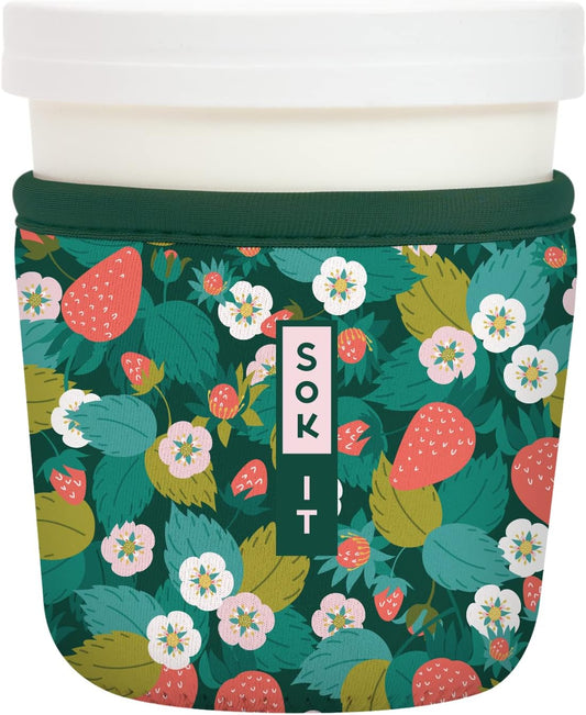 Sok It IceCreamSok Insulated Neoprene Cover (Strawberry Fields, Tapered Ice Cream Pints)