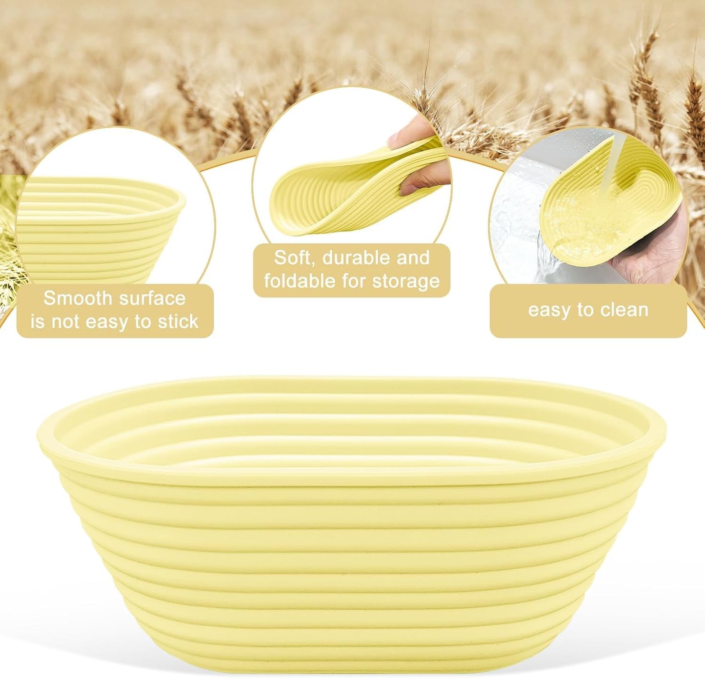 Silicone Banneton, Sourdough Bread Baskets (Set of 5, 6.5 Inch), Mini Oval Proofing Bowls, Bread Making Baking Supplies, Banneton proofing basket for Sourdough Baking