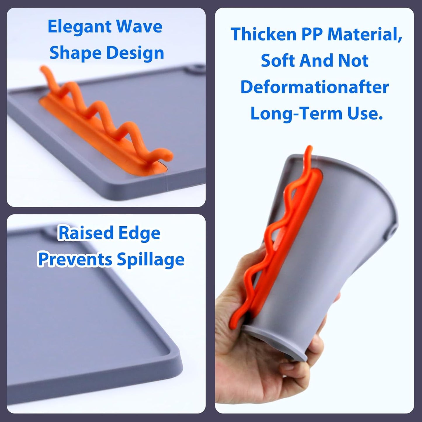 Silicone Spoon Rest for Stove Top, Non-Slip and Heat-Resistant, BPA-Free Kitchen Spoon Rest for Spoons and Ladles, Gray + Blue