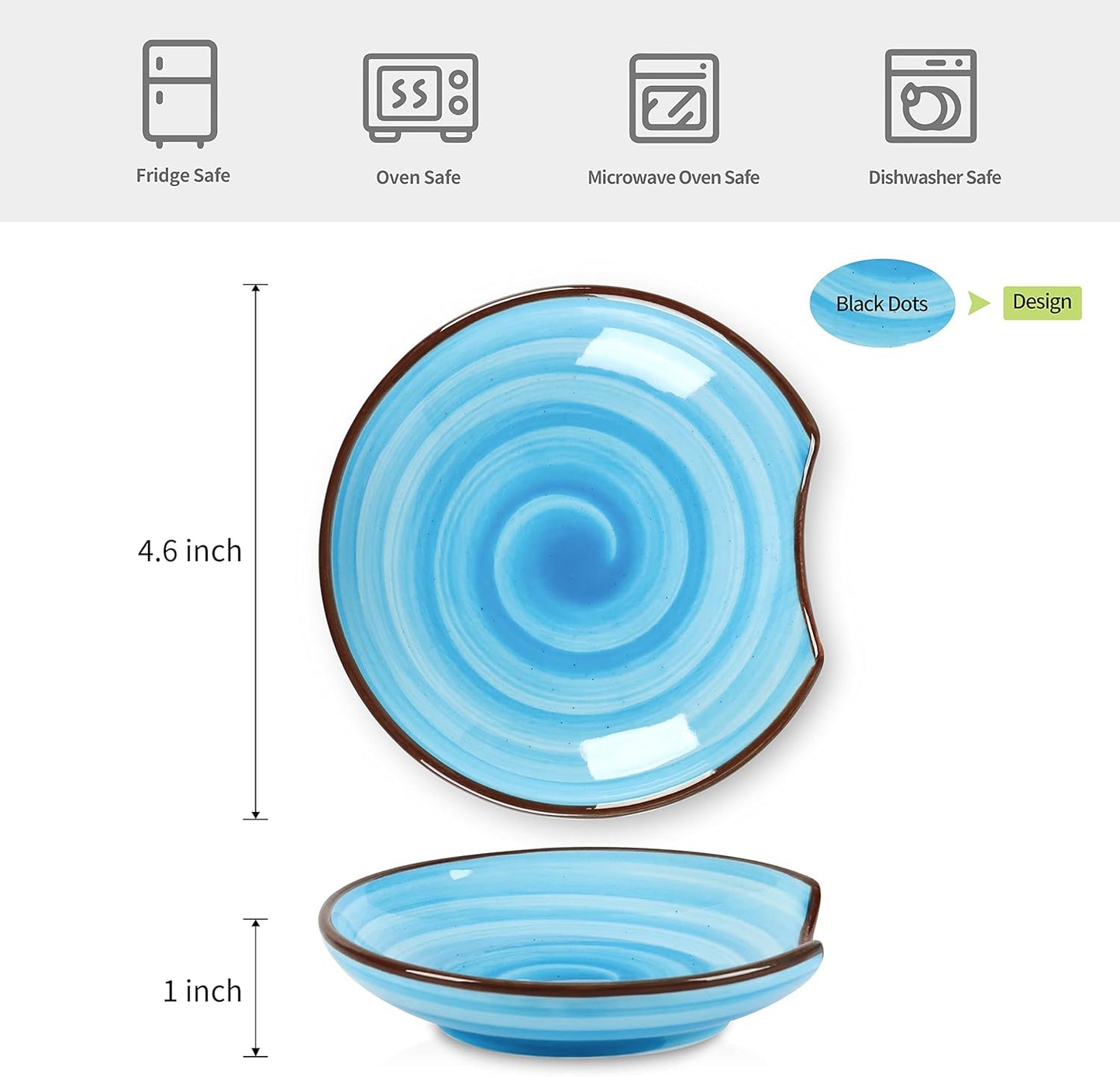 Selamica Ceramic Spoon Rest for Stove Top, 4.6 Inch Cooking Spoon Holder for Kitchen Counter, Stackable Utensil Rest Holder for Spatula, Ladles, Tong, Coffee Spoon, Set of 4, Gradient Blue