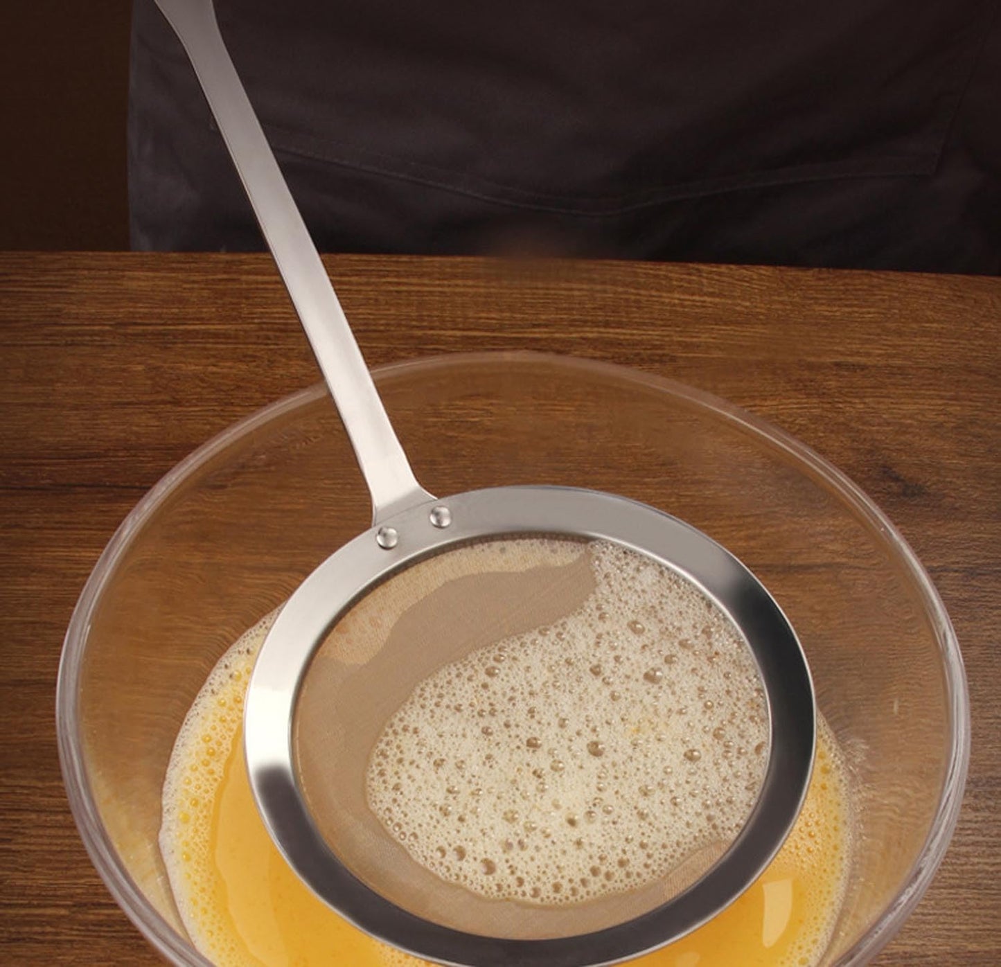 Stainless Steel Fat Skimmer Spoon, Kitchen Fine Mesh Food Strainer and Hot Pot Skimmer with Long Handle for Skimming, Cooking, Frying, Grease, Gravy and Foam (5.5" Fine Mesh Skimmer)