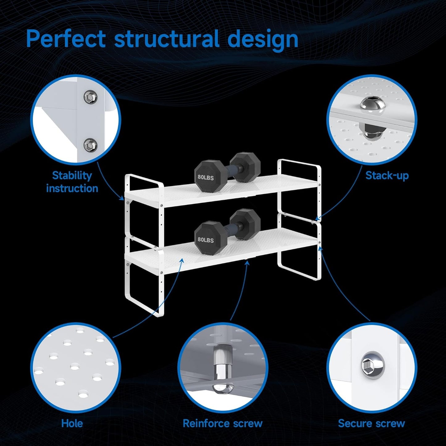Expandable Cabinet Shelf Organizer Adjustable Metal Spice Rack Stackable Freestanding Counter Storage Shelves for Kitchen Cabinet Under Sink Office Desk (White - 2Pack - L16.5-27'' * W10.2'' * H9.6'')