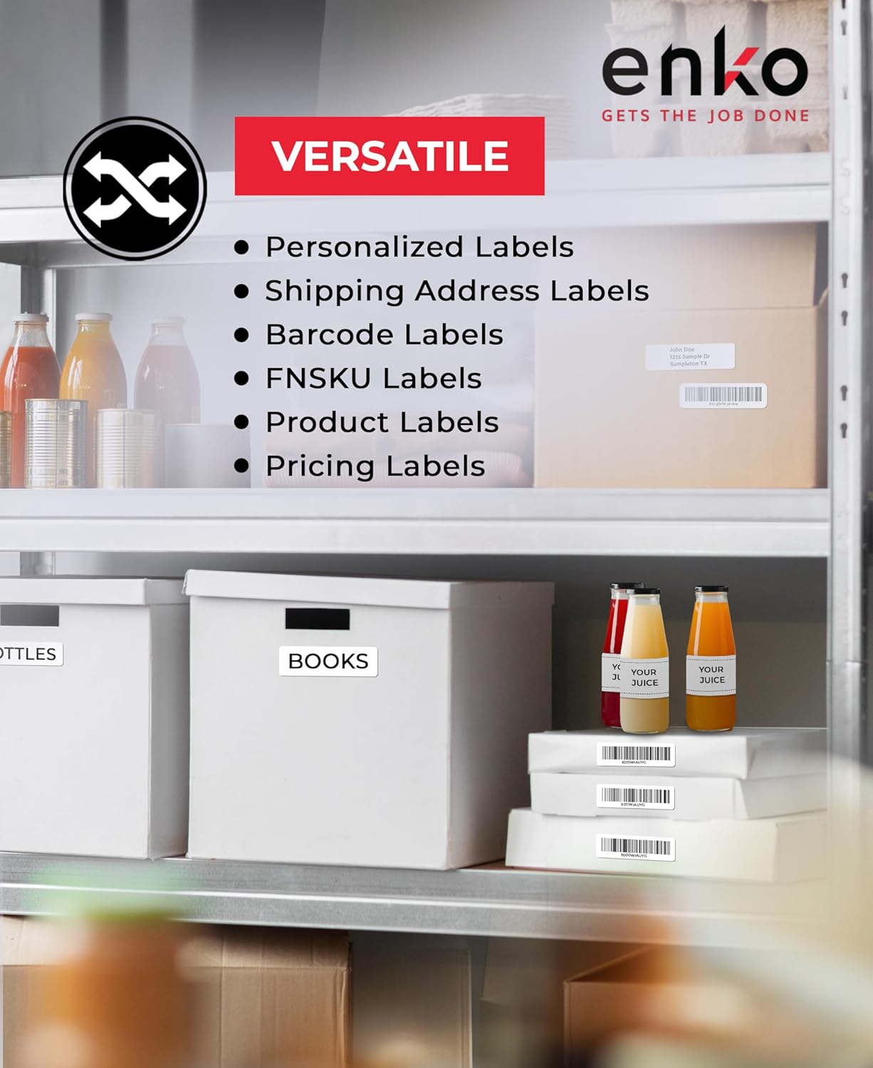 enKo 1 x 2-5/8 Inch 30 Up Return Mailing Address Labels White Printable FBA Labels (300 Sheets, 9000 Labels)