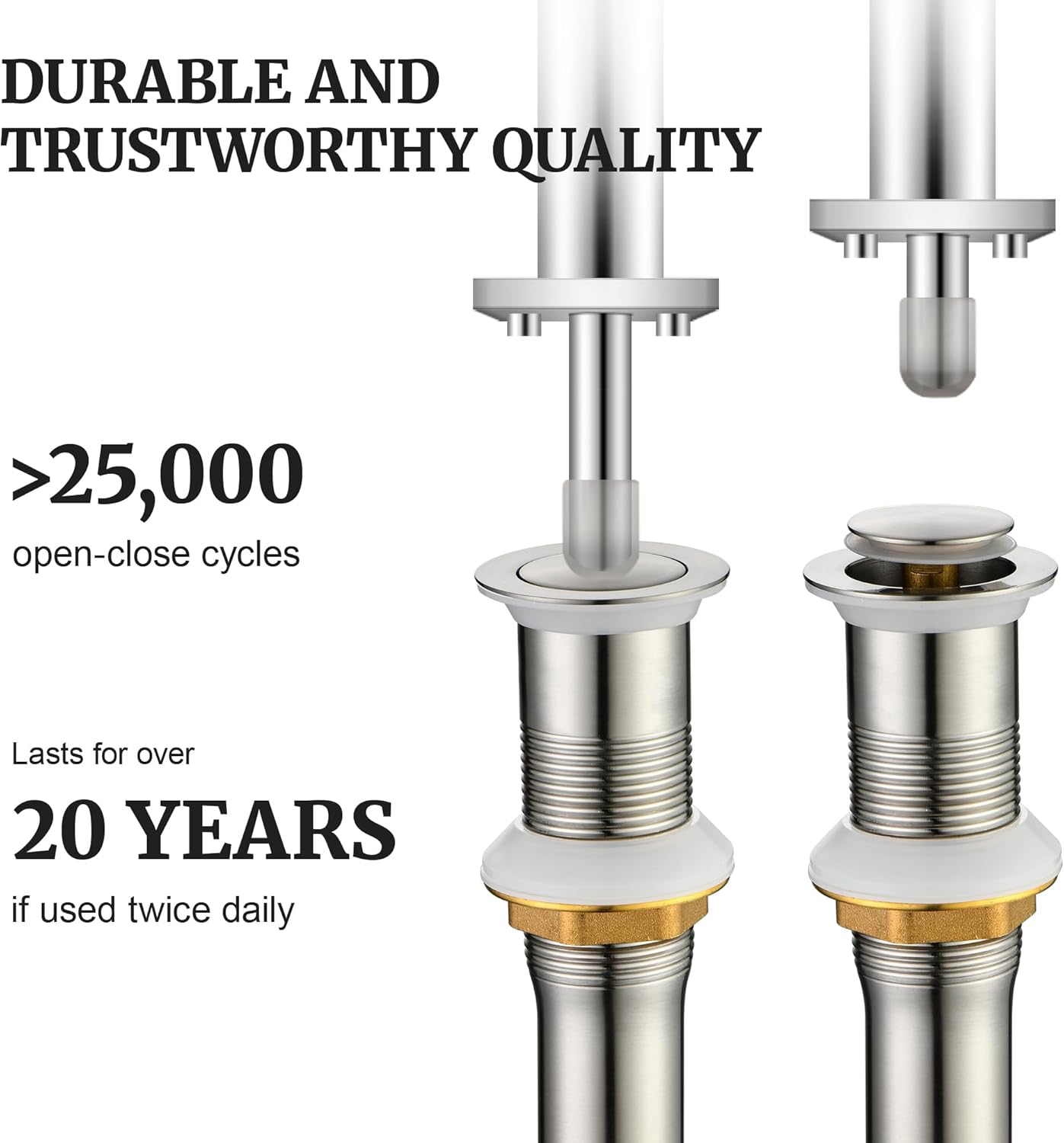 Pop up Sink Drain Stopper for Bathroom Vessel Vanity Sink Art Basin Brushed Nickel, Small Cap Without Overflow, Metal Pop-up Drain Strainer with Detachable Basket Stopper