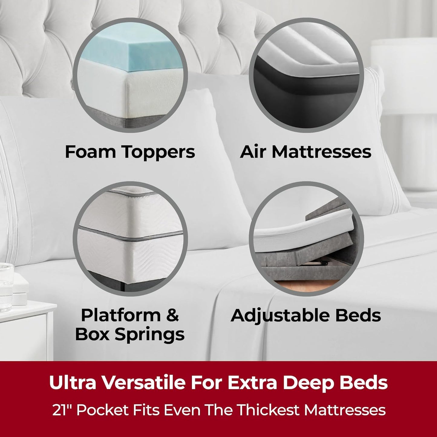 Mellanni Extra Deep King Sheets - 4 PC Iconic Collection Bedding - Hotel Luxury, Ultra Soft, Cooling Bed Sheets - Wrinkle, Fade, Stain Resistant (King, Light Gray)