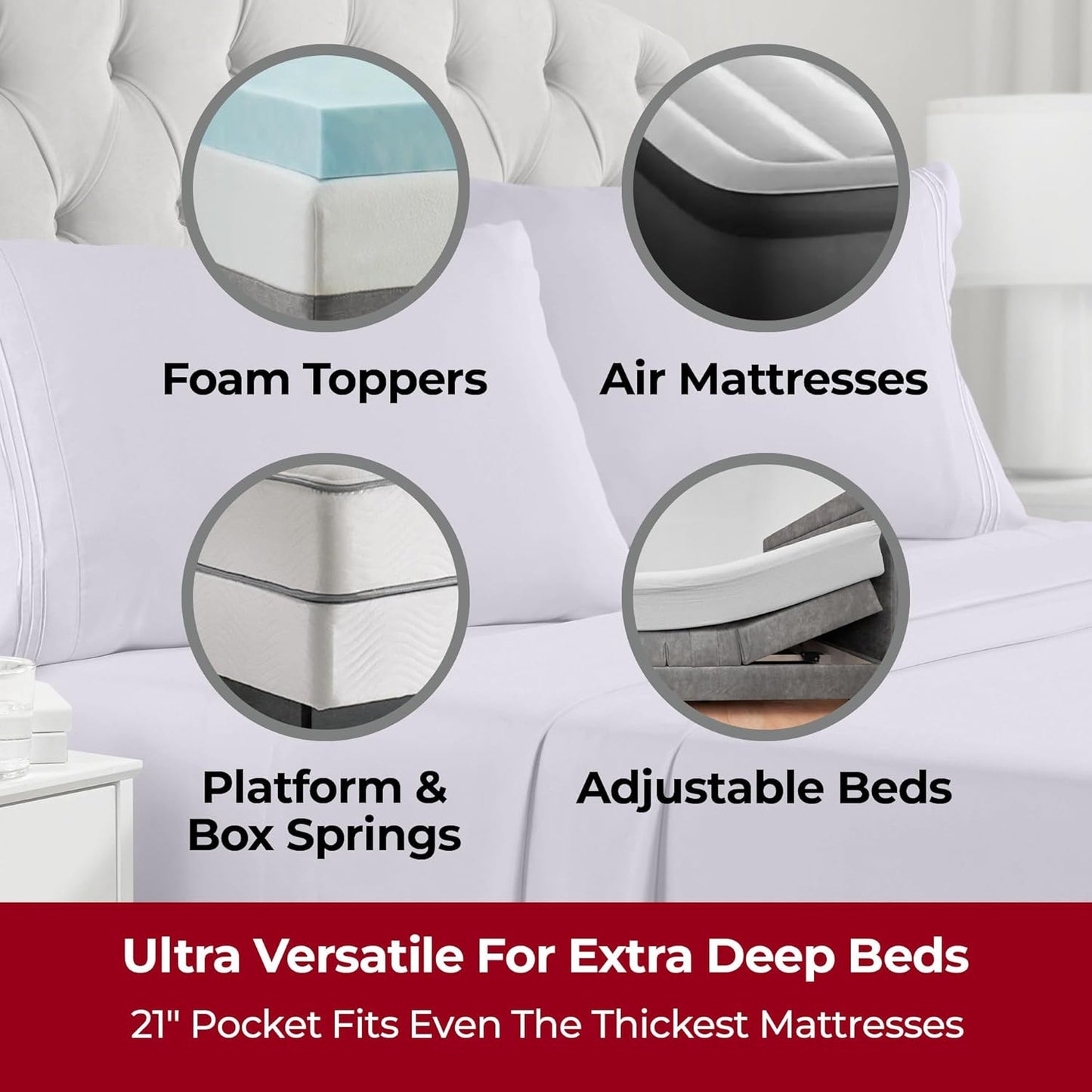 Mellanni Extra Deep California King Sheets - 4 PC Iconic Collection Bedding - Hotel Luxury, Ultra Soft, Cooling Bed Sheets - Wrinkle, Fade, Stain Resistant (Cal King, Lavender)