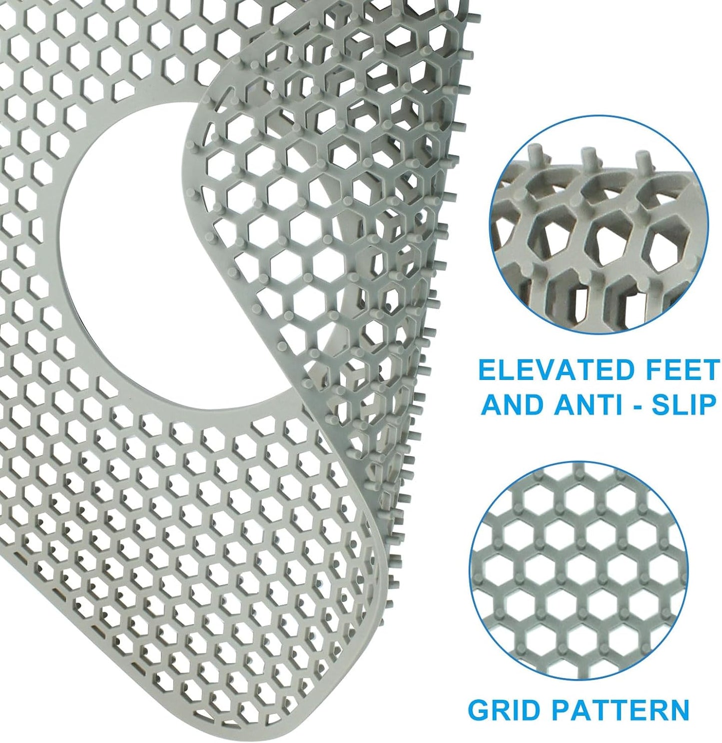 1 Pcs Folding Sink Mat Kitchen Protector, Grey Center Drain Heat Resistant Silicone Mats Non-slip , for Kitchen Stainless Ceramic Sinks Households