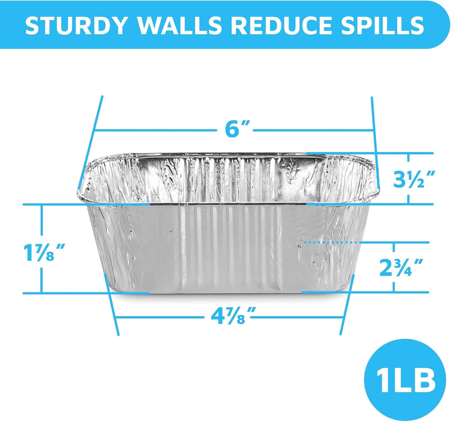 MontoPack Aluminum Mini Disposable Loaf Pans | Deep Half Size 6 x 3.5” Extra Thick Foil Bread Containers for Baking, Food Storage & Takeout | Eco-Friendly & Recyclable | Bulk 100-Pack of 1 Pound Trays