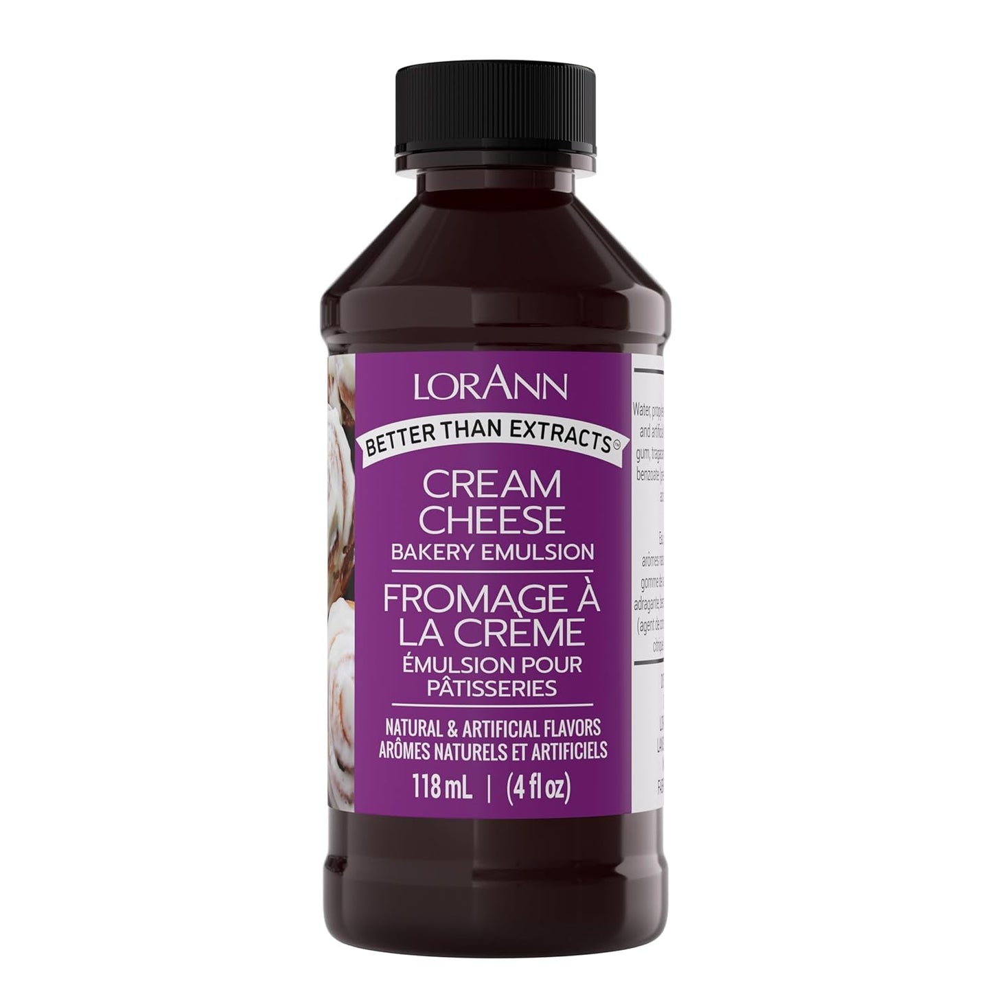 LorAnn Oils Cream Cheese Bakery Emulsion: True Essence, Ideal for Boosting Fruit Tones in Cakes, Cookies & Desserts, Gluten-Free, Keto-Friendly, Extract Substitute Essential for Your Kitchen, 4 Oz