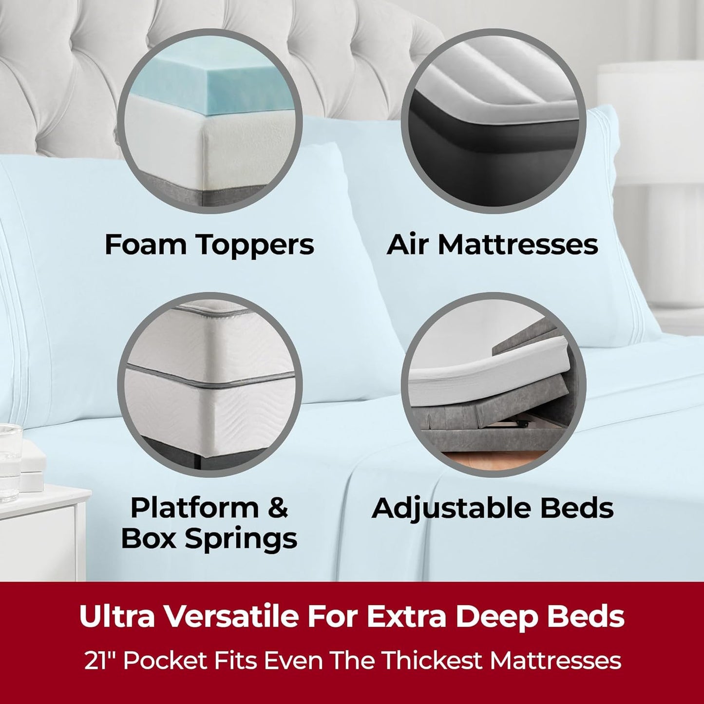 Mellanni Extra Deep King Sheets - 4 PC Iconic Collection Bedding - Hotel Luxury, Ultra Soft, Cooling Bed Sheets - Wrinkle, Fade, Stain Resistant (King, Aqua)