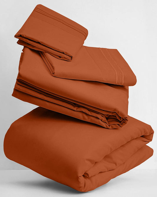 Mellanni Twin XL Sheets Set - 3 PC Iconic Collection Bedding - Hotel Luxury, Extra Soft, Cooling Bed Sheets - Wrinkle, Fade, Stain Resistant (Twin Extra Long, Terracotta)