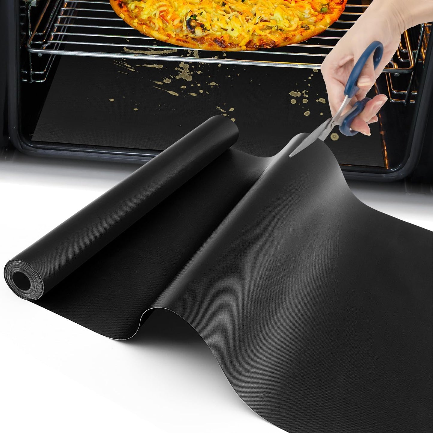 16 X75 Inch Oven Liner for Bottom of Oven, Reusable and Thick Heavy Duty Non Stick Teflon Oven Mats Cut to Custom Fit Electric, Gas, Toaster, Convection, Microwave and Grills