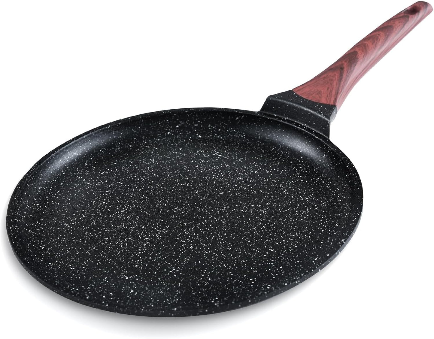 Crepe Pan,12 in Nonstick Crepe Pan, Granite Flat Skillet,non stick Dosa Tawa Comales Para Tortillas Pancake Pan,Dishwasher and Oven Safe Cookware,Induction Compatible, PFOA Free