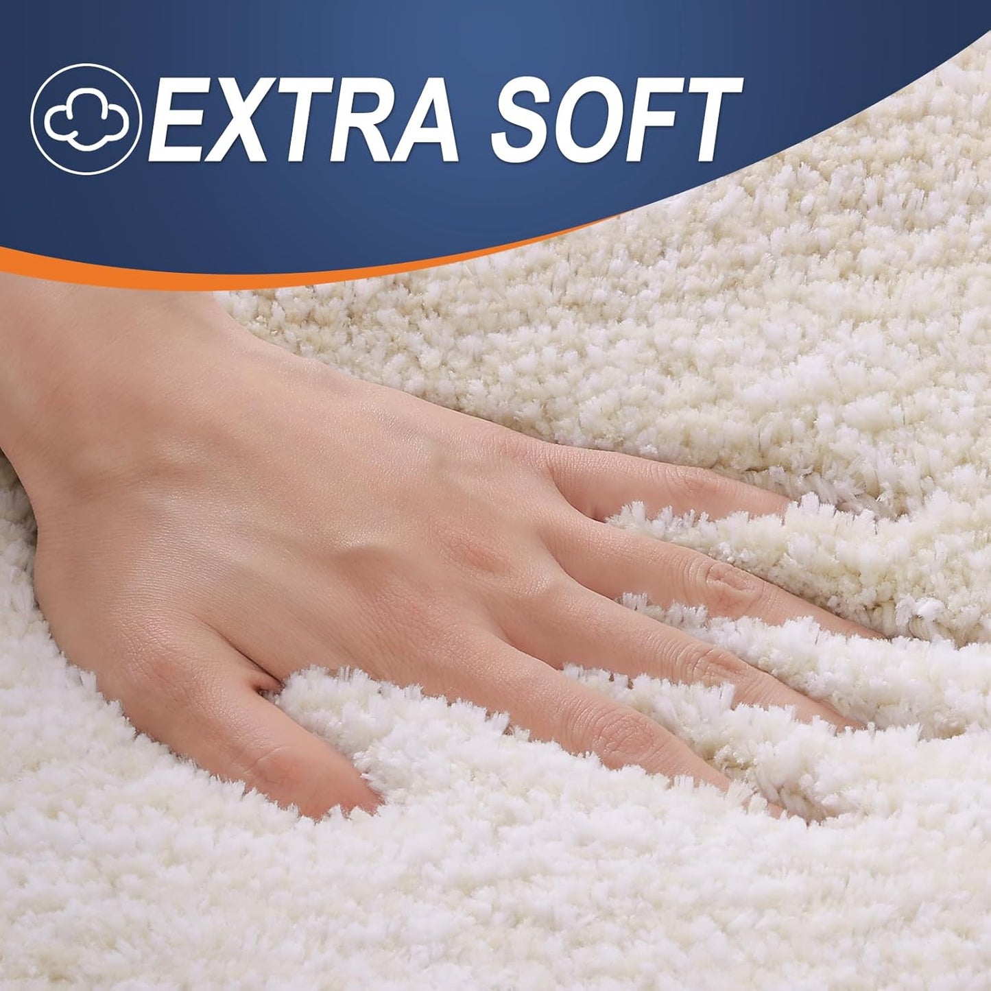 OLANLY Luxury Toilet Rugs U-Shaped 24x20, Extra Soft and Absorbent Microfiber Bathroom Rugs, Non-Slip Plush Shaggy Bath Mat, Machine Wash Dry, Contour Bathroom Mats for Toilet Base, Light Beige