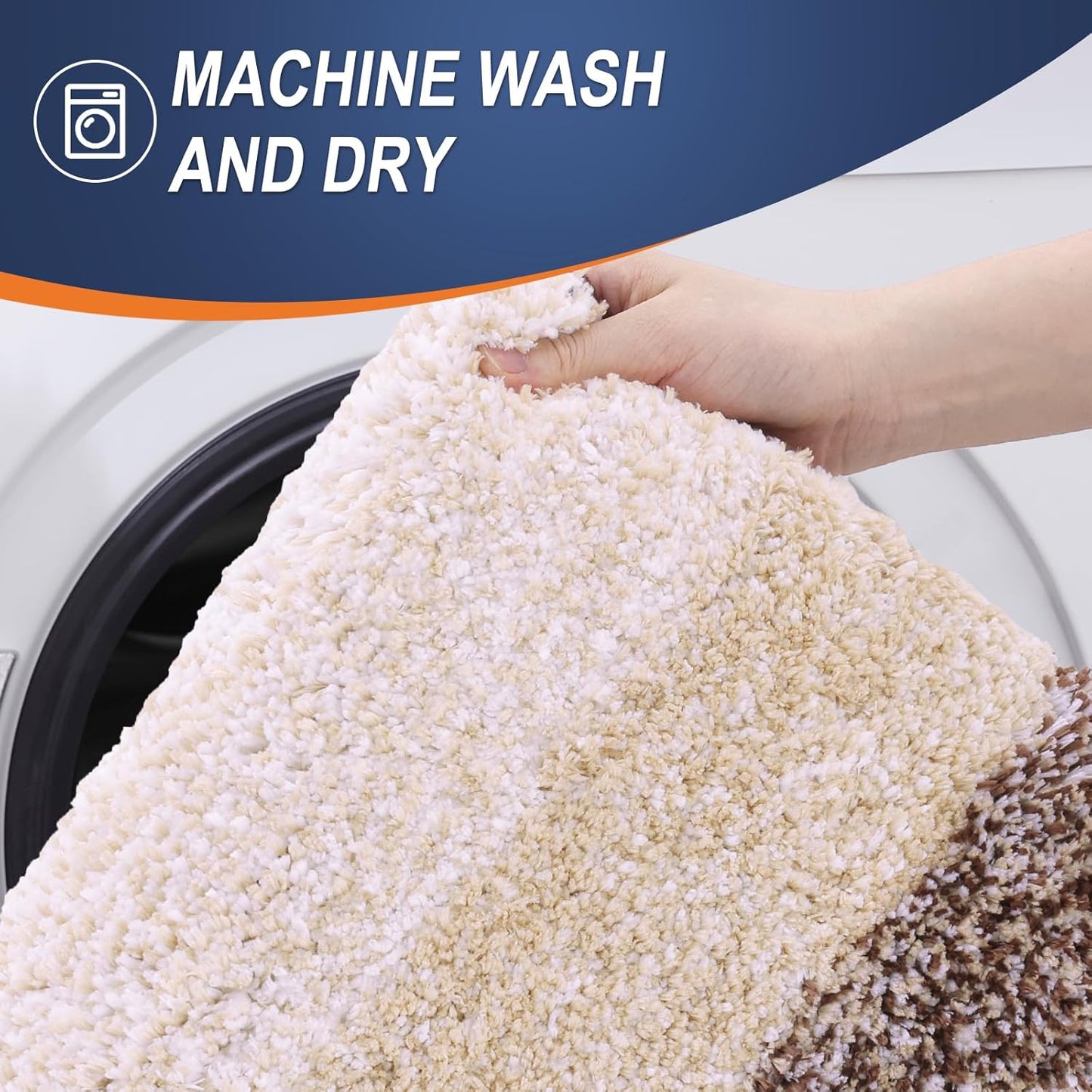 OLANLY Luxury Toilet Rugs U-Shaped 24x20, Extra Soft and Absorbent Microfiber Bathroom Rugs, Non-Slip Plush Shaggy Bath Mat, Machine Wash Dry, Contour Bathroom Mats for Toilet Base, Brown