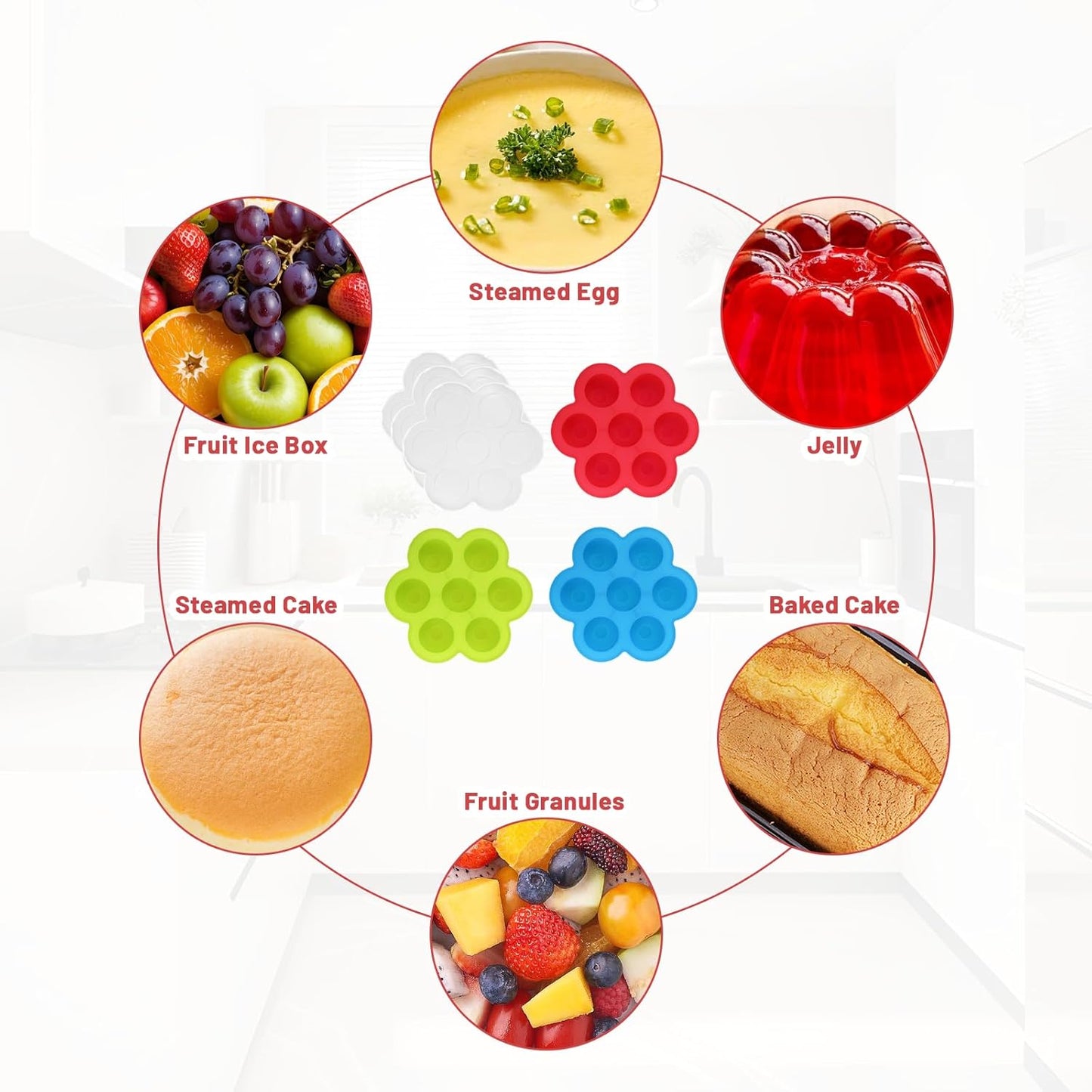 3 Pcs Egg Bites Silicone Mold Little 7 Cups Mini Muffin Pan Food Grade Air Fryer Accessories Food Silicone Freezer Molds with Lid for Baking Egg Bite Cupcake Mini Muffins Tart Bread