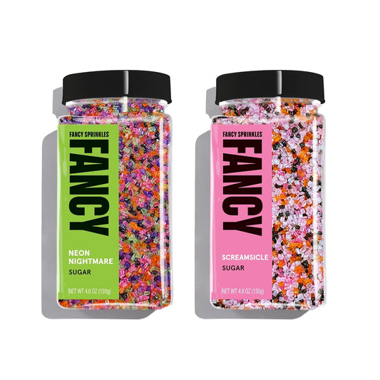 Fancy Sprinkles Limited Edition Halloween Scream & Gleam Sugar Set Includes Scremsicle and Neon Nightmare (4 OZ)