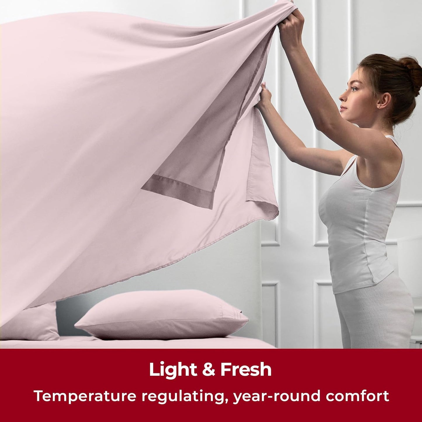 Mellanni Twin XL Sheets Set - 3 PC Iconic Collection Bedding - Hotel Luxury, Extra Soft, Cooling Bed Sheets - Wrinkle, Fade, Stain Resistant (Twin Extra Long, Blush Pink)