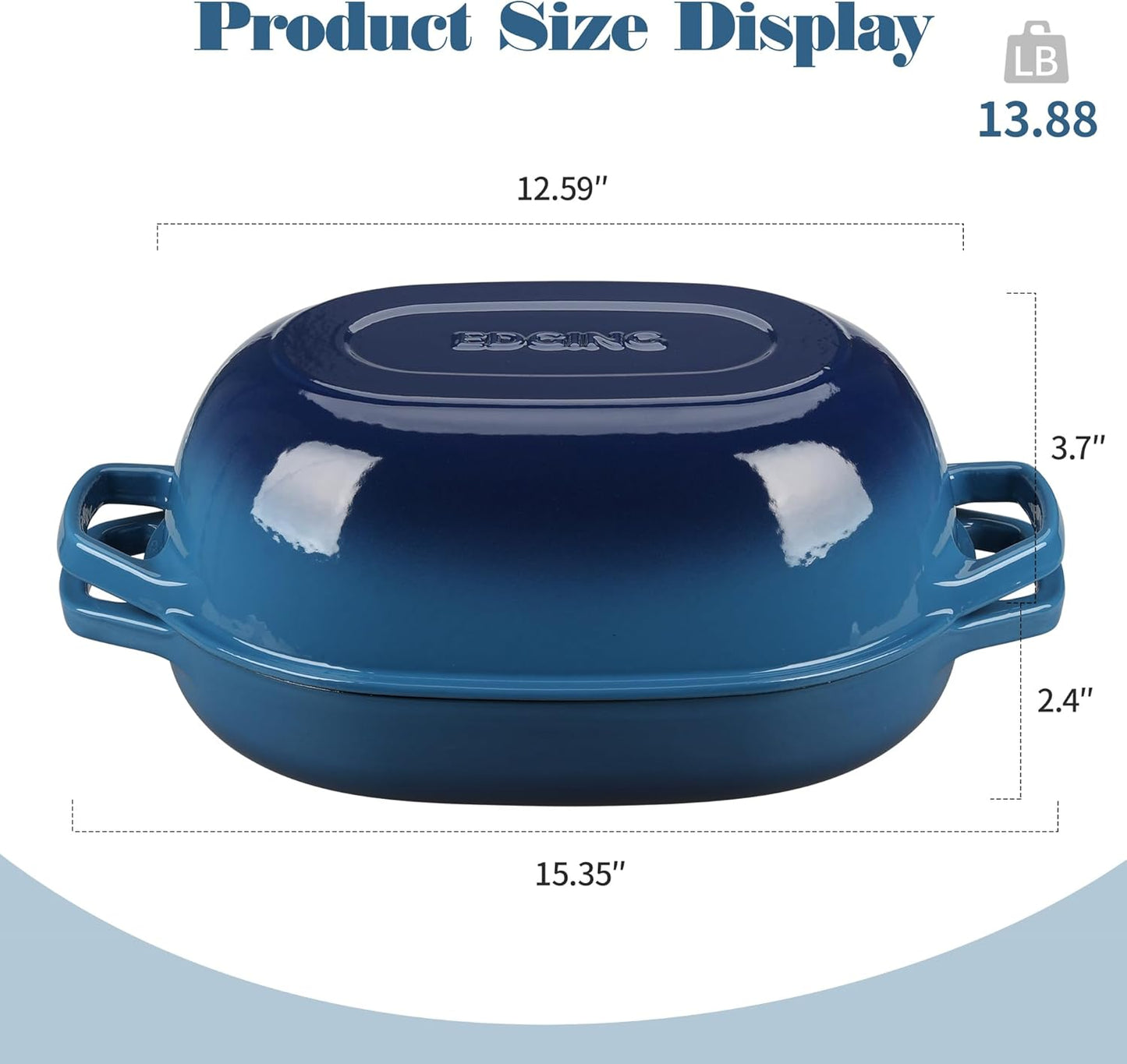 Enameled Cast Iron Dutch Oven Pot with Lid, Oval Dutch Oven for Bread Baking, Bread Oven for Homemade Sourdough Bread Baking, 7qt, Lake Blue