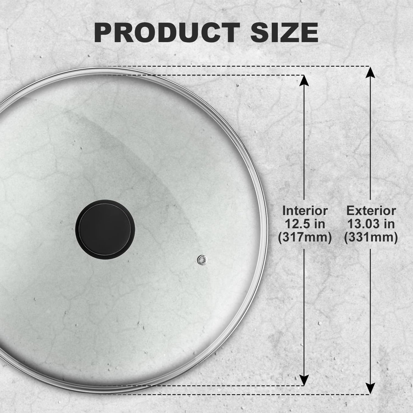 Wadaza Pan Lid 13 Inch - Tempered Glass Pot Lid - Oven Safe Replacement Glass Lid for Frying Pan Wok Pot Skillet