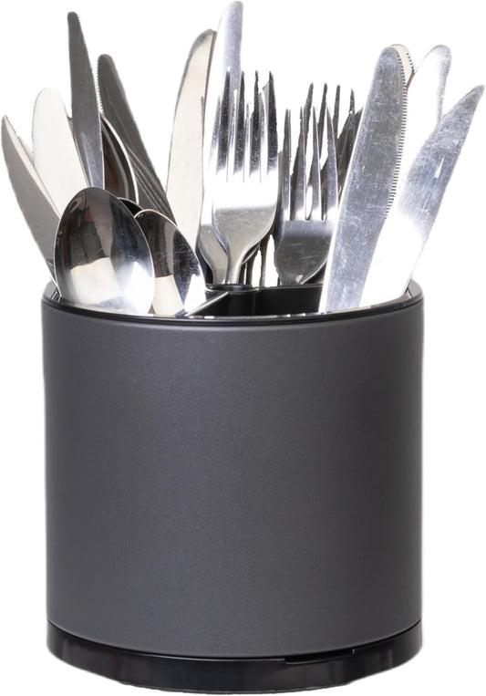 Utensil Holder,Kitchen Utensil Holder For Counter,Rotating Silverware Organizer Cooking Flatware Spoon Spatula Tool Cutlery Container Stainless Steel Caddy
