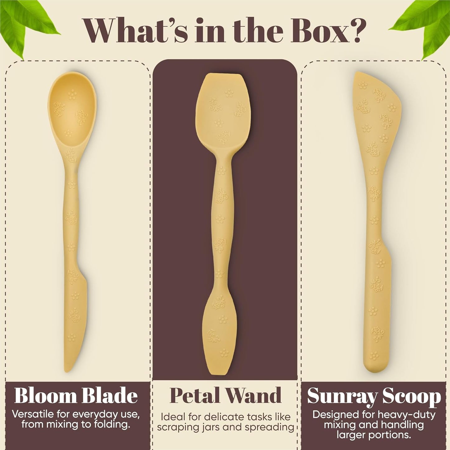 JIG TRIO 3 Piece Double Headed Silicone Spatula Set – Yellow – Heat Resistant Kitchen Tools for Baking, Mixing & Cooking – BPA Free, Dishwasher Safe, Gift Ready