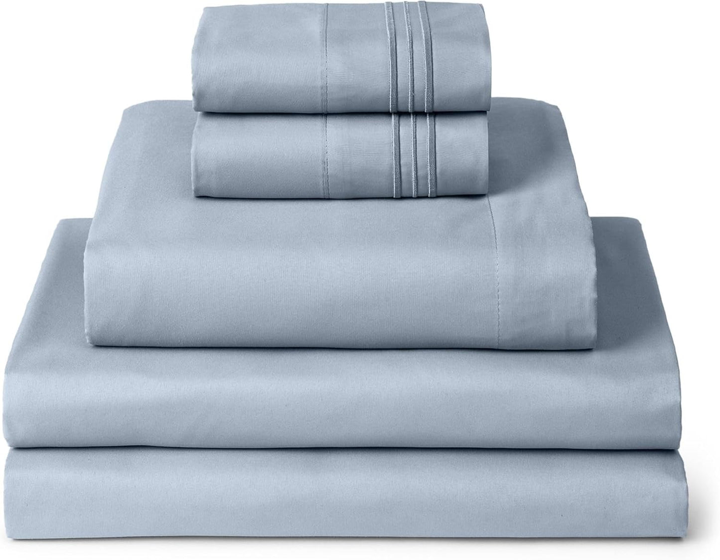 Mellanni Split King Sheets Set - 5 PC Iconic Collection Bedding - Hotel Luxury, Extra Soft, Cooling Bed Sheets - Wrinkle, Fade, Stain Resistant (Split King, Blue Hydrangea)