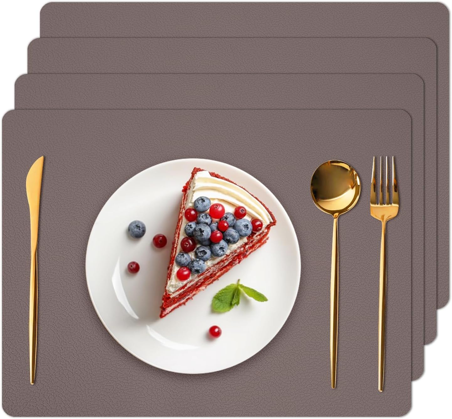 Silicone Placemats Set of 4, Heat Resistant Table Mats,Non-Slip Mats,Waterproof Placemats,Easy to Clean,Dustproof Mats,Perfect for Indoor & Outdoor Dining,12.6 x 17.7 inches by Siliconty (Dark Purple)