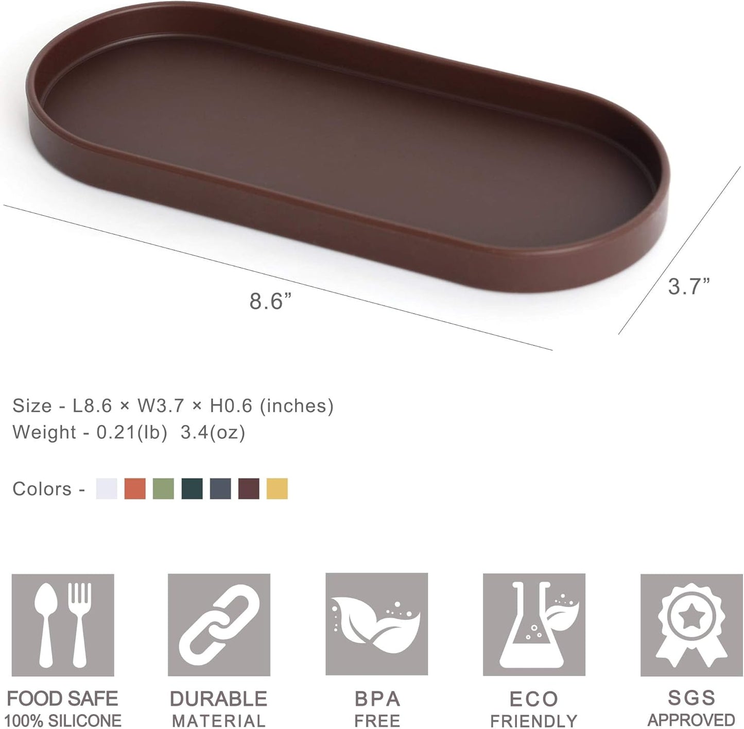 Lazy K Silicone Tray - Small Vanity Tray Organizer - Spoon Rest Holder - Multi-Purpose Modern Kitchen Sink, Bathroom, Counter Organizer (Forest Green)