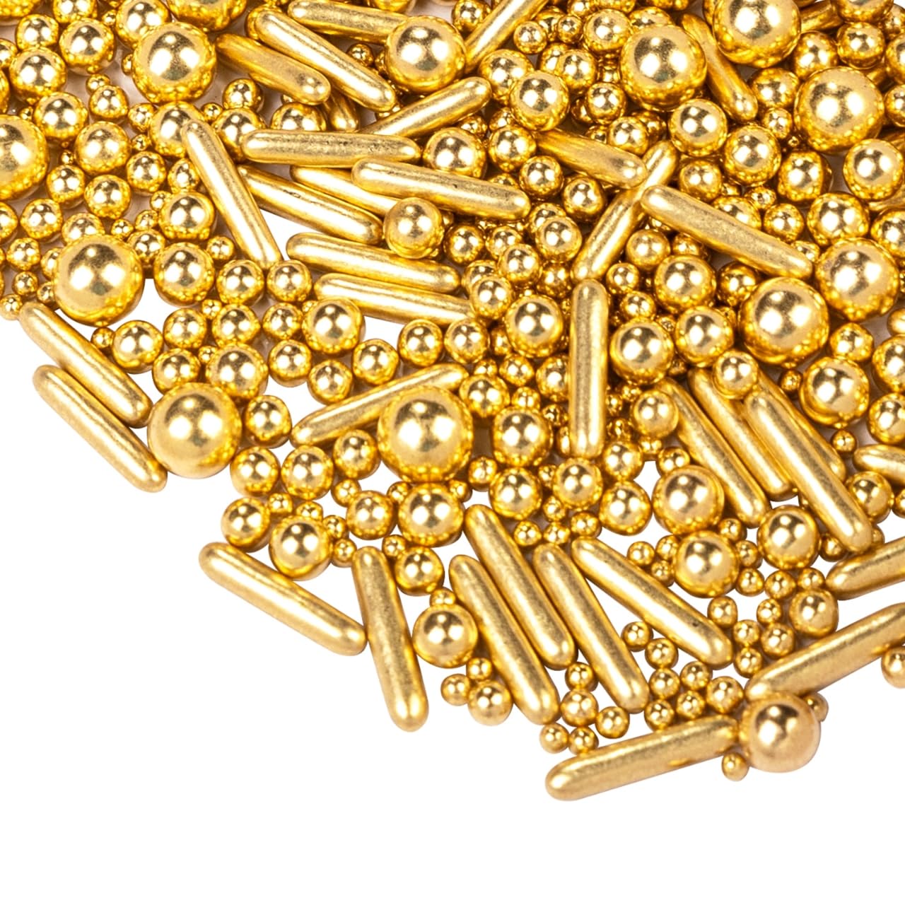 Dazzjoy Gold Pearl Rods Sprinkles, 130g/4.58oz, Mix Size, Gold Sprinkles for Cupcake Decorating, Cupcake Toppers, Cake Decorations, Ice Cream, Wedding Party Valentines Easter Supplies