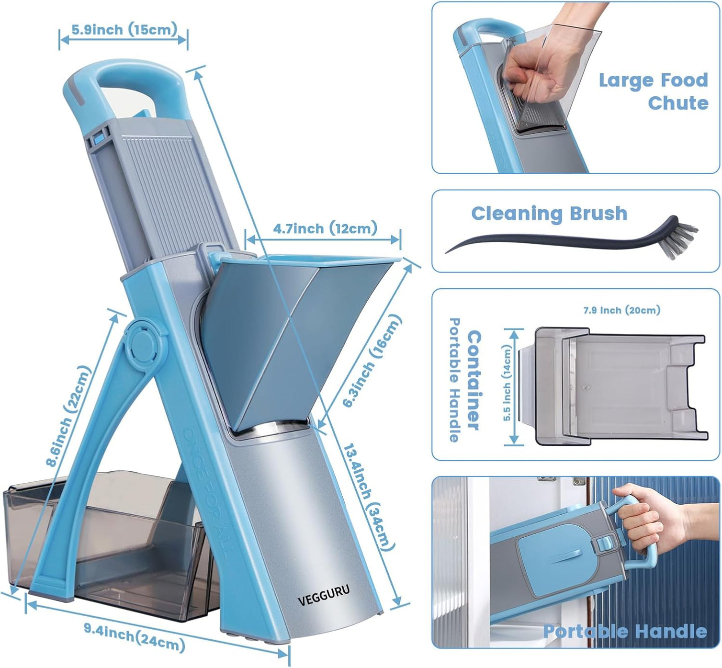 Safer Mandoline Food Slicer, Thickness Adjustable Vegetable Chopper, Onion Chopper Potato Slicer Tomato Cutter Dicer, Multifunctional Kithcen Food Fruit Chopper