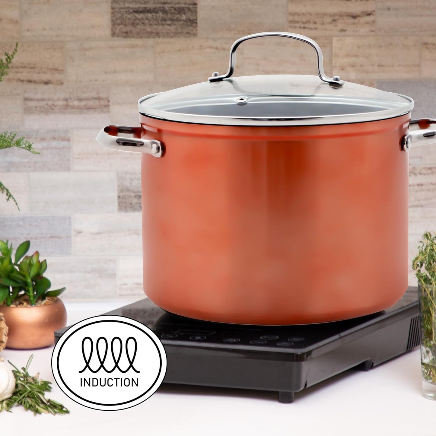 Nuwave 12pc Healthy Pots and Pan Set Non-Stick, Forged Lightweight Cookware Set, G10 Duralon Ceramic Coating, Vented Tempered Glass Lids, Induction-Ready & Works on All Cooktops, PFAS Free